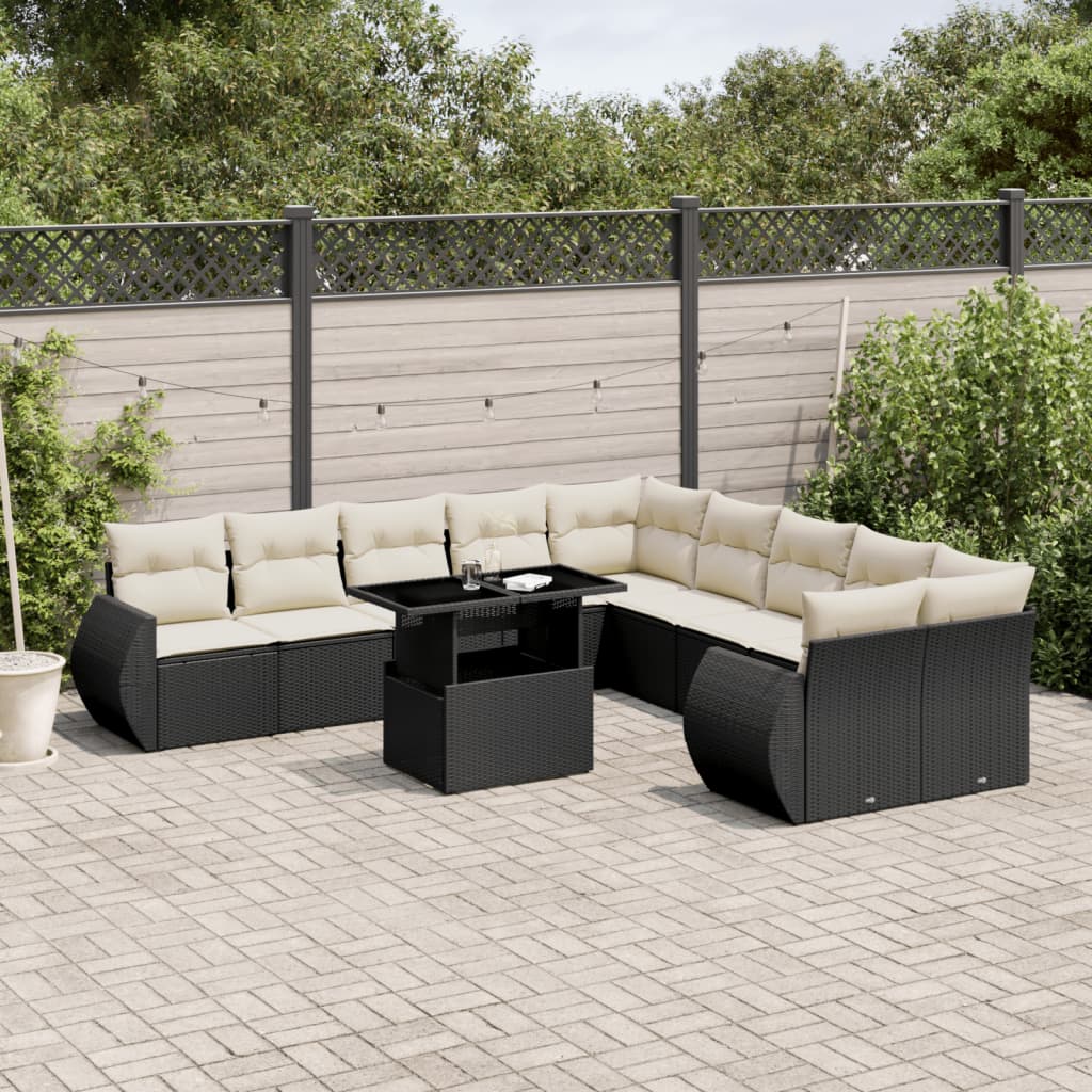 Set De Sofás De Jardín 11 Pzas Cojines Ratán Sintético Marrón