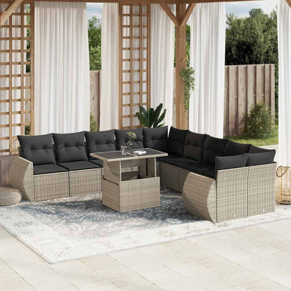 Set De Sofás De Jardín 11 Pzas Cojines Ratán Sintético Marrón