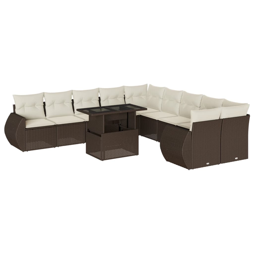Set De Sofás De Jardín 11 Pzas Cojines Ratán Sintético Marrón
