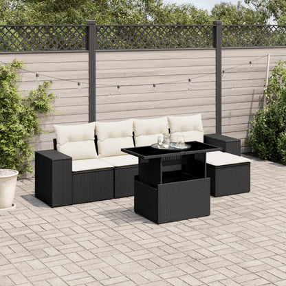 Set Sofás De Jardín 6 Piezas Y Cojines Ratán Sintético Marrón