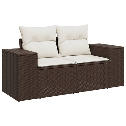 Set Sofás De Jardín 6 Piezas Y Cojines Ratán Sintético Marrón