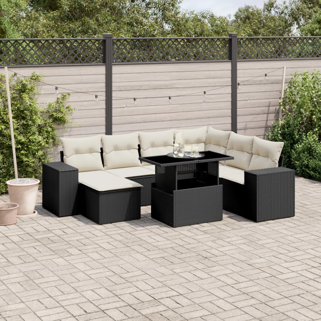 Set Sofás De Jardín 8 Piezas Y Cojines Ratán Sintético Marrón