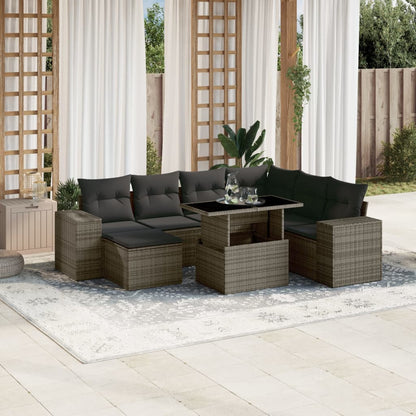 Set Sofás De Jardín 8 Piezas Y Cojines Ratán Sintético Marrón