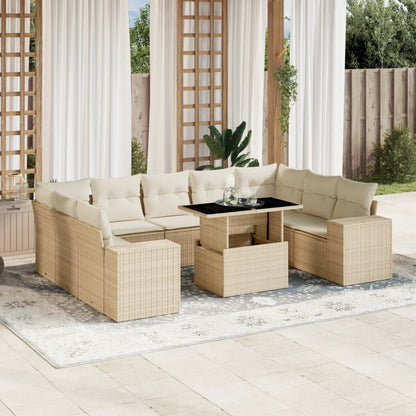 Set De Sofás De Jardín Y Cojines 10 Pzas Ratán Sintético