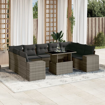 Set De Sofás De Jardín Y Cojines 10 Pzas Ratán Sintético