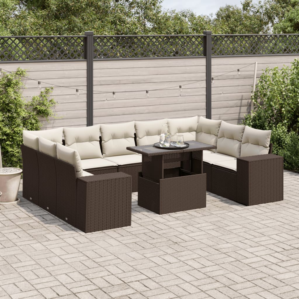 Set De Sofás De Jardín Y Cojines 10 Pzas Ratán Sintético