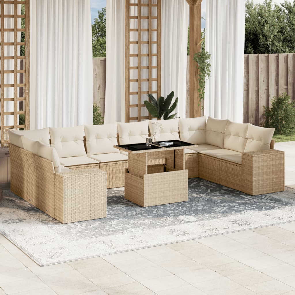 Set De Sofás De Jardín 11 Pzas Cojines Ratán Sintético Marrón