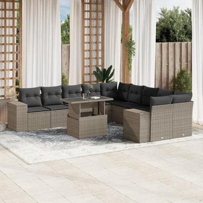 Set De Sofás De Jardín 11 Pzas Cojines Ratán Sintético Marrón
