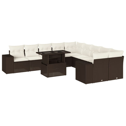 Set De Sofás De Jardín 11 Pzas Cojines Ratán Sintético Marrón