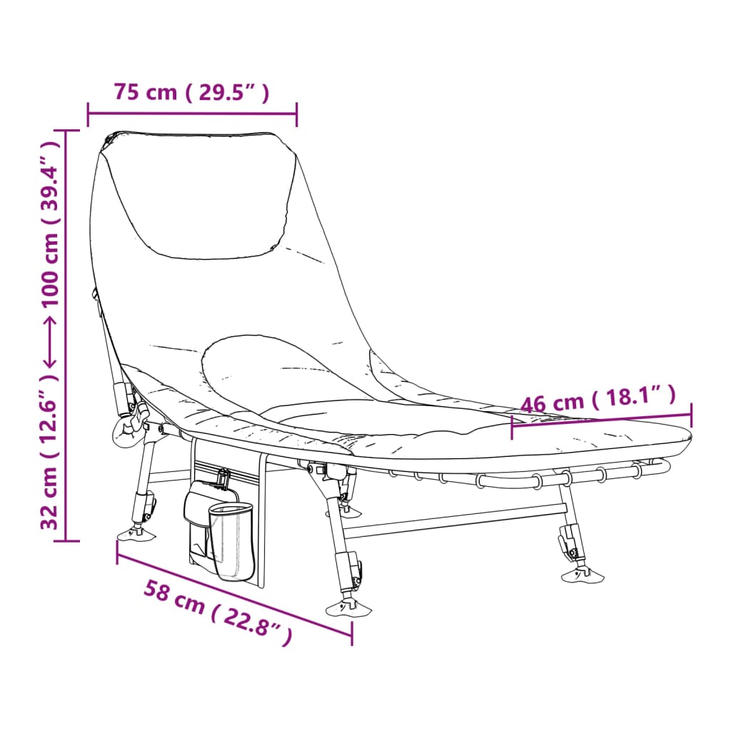Tumbona De Pesca Con Patas Para Barro Ajustable Plegable