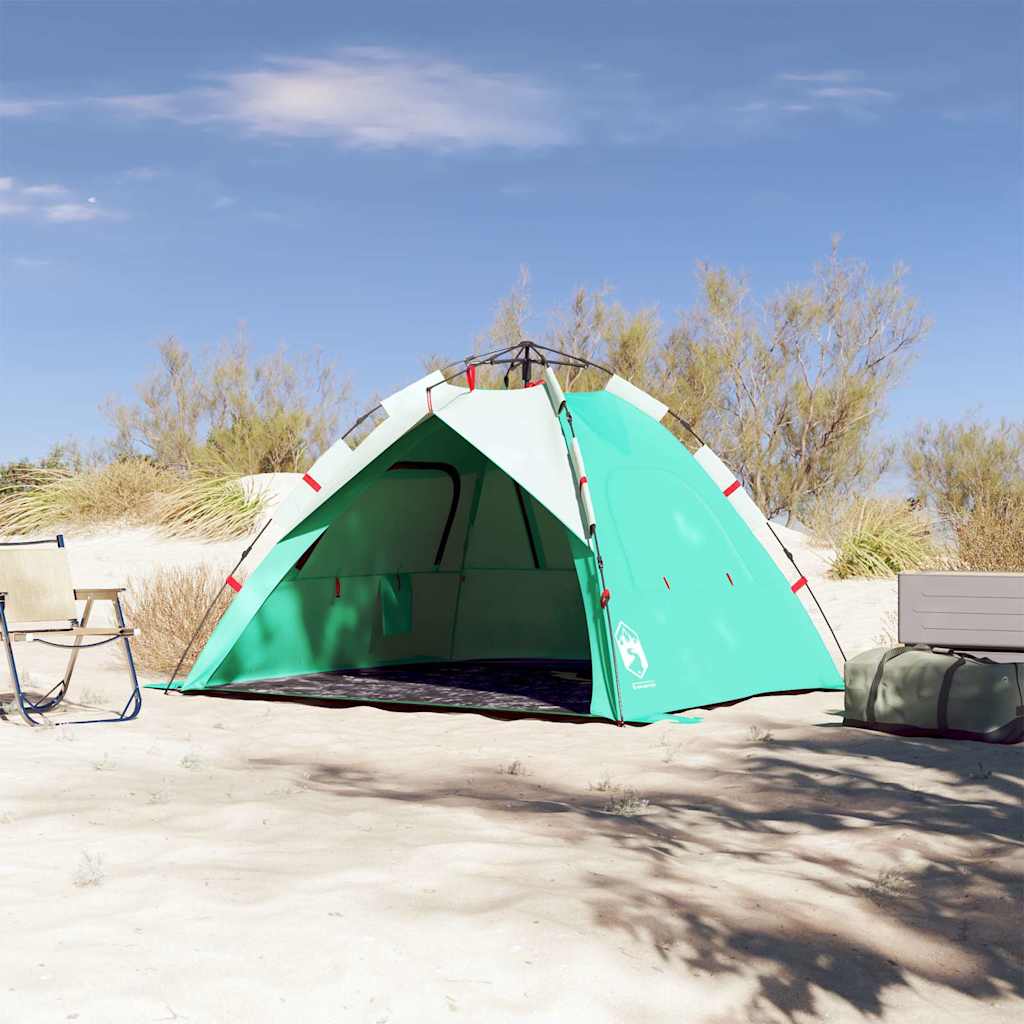 Tienda De Playa 3 Personas Impermeable Apertura Rápida Verde