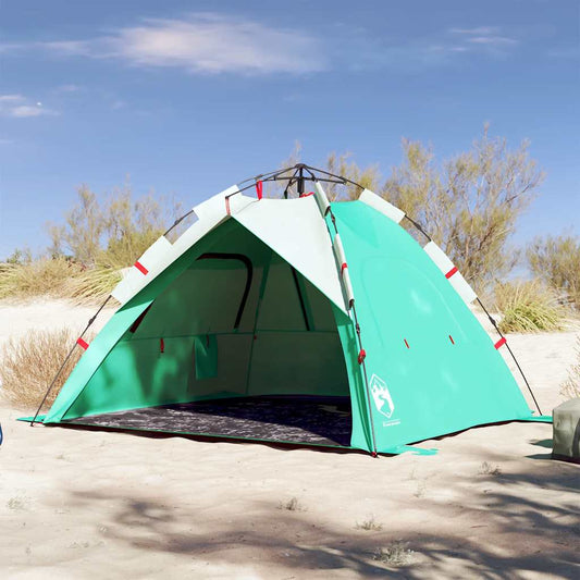 Tienda De Playa 3 Personas Impermeable Apertura Rápida Verde
