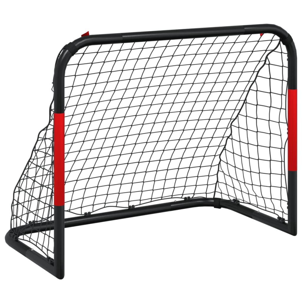 Portería De Fútbol Con Red Acero Rojo Y Negro 90X48X71 Cm
