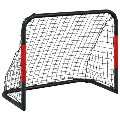 Portería De Fútbol Con Red Acero Rojo Y Negro 90X48X71 Cm