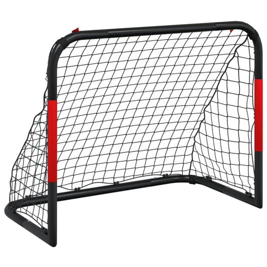 Portería De Fútbol Con Red Acero Rojo Y Negro 90X48X71 Cm