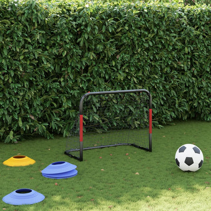 Portería De Fútbol Con Red Acero Rojo Y Negro 90X48X71 Cm