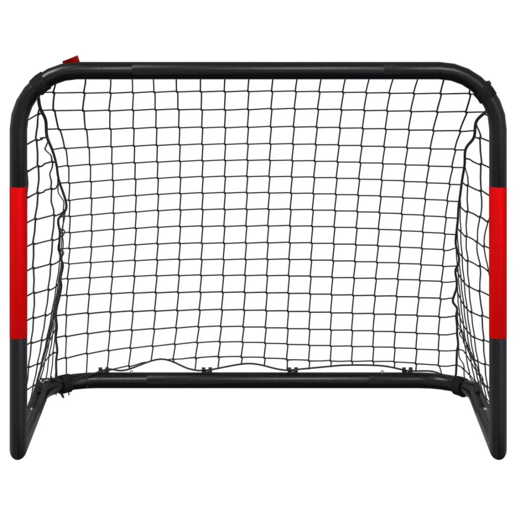 Portería De Fútbol Con Red Acero Rojo Y Negro 90X48X71 Cm