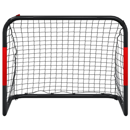 Portería De Fútbol Con Red Acero Rojo Y Negro 90X48X71 Cm