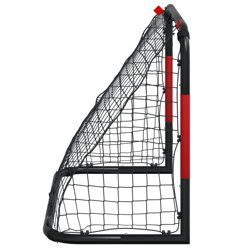Portería De Fútbol Con Red Acero Rojo Y Negro 90X48X71 Cm