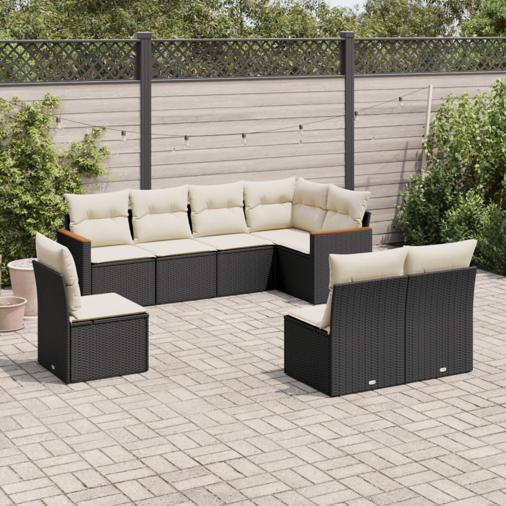 Set De Sofás De Jardín 9 Pzas Con Cojines Ratán Sintético Beige