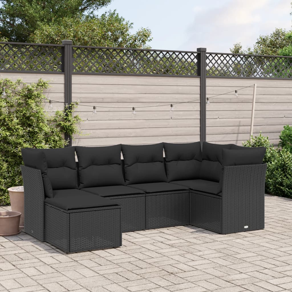 Set Sofás De Jardín 7 Piezas Y Cojines Ratán Sintético Beige