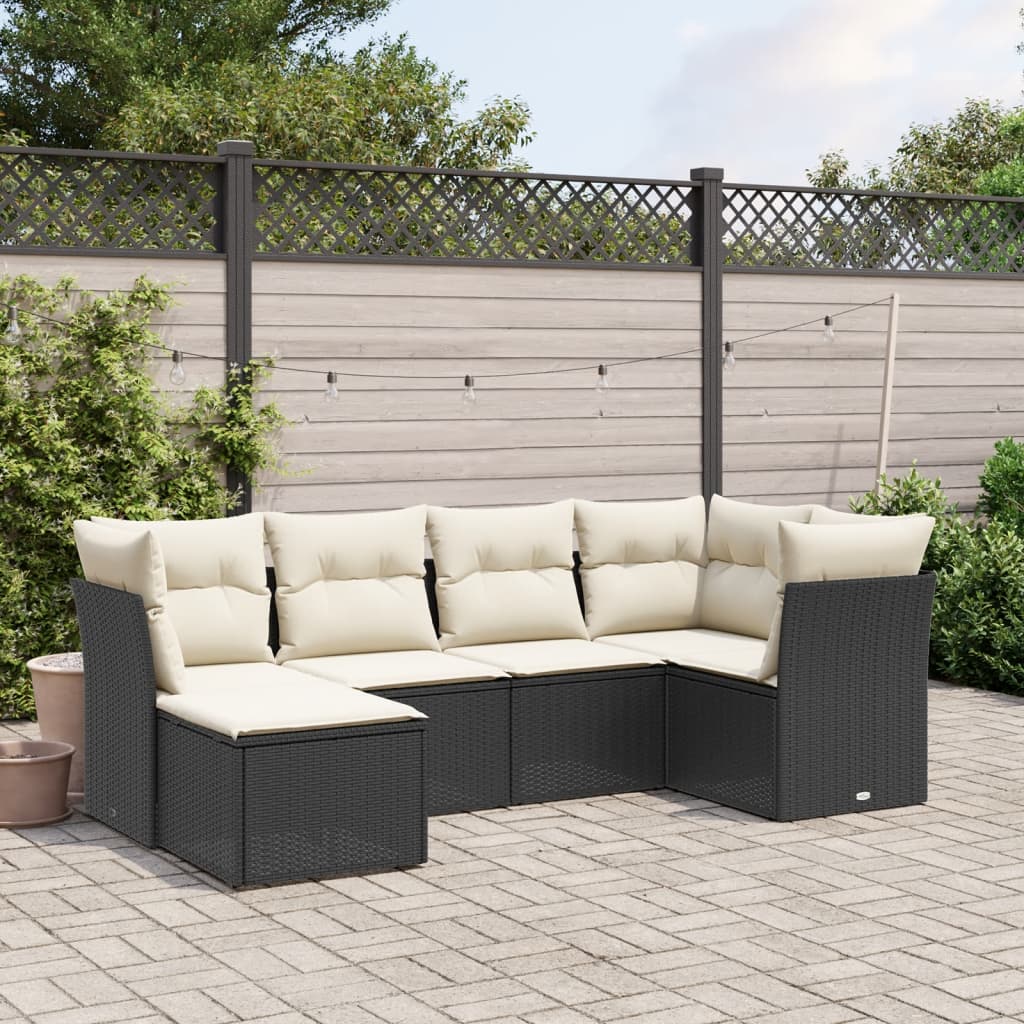 Set Sofás De Jardín 7 Piezas Y Cojines Ratán Sintético Beige