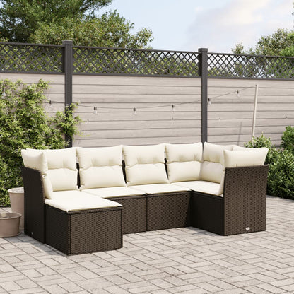 Set Sofás De Jardín 7 Piezas Y Cojines Ratán Sintético Beige