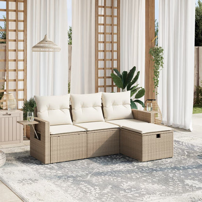 Set De Sofás De Jardín 4 Pzas Y Cojines Ratán Sintético