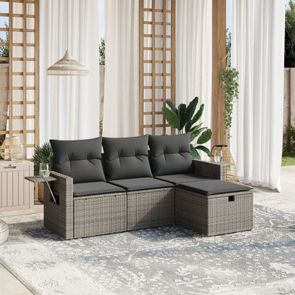 Set De Sofás De Jardín 4 Pzas Y Cojines Ratán Sintético
