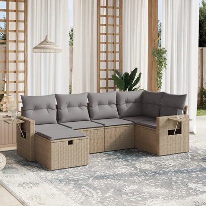Set De Sofás De Jardín 6 Piezas Y Cojines Ratán Sintético