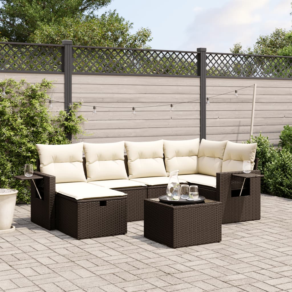 Set De Sofás De Jardín 6 Piezas Y Cojines Ratán Sintético