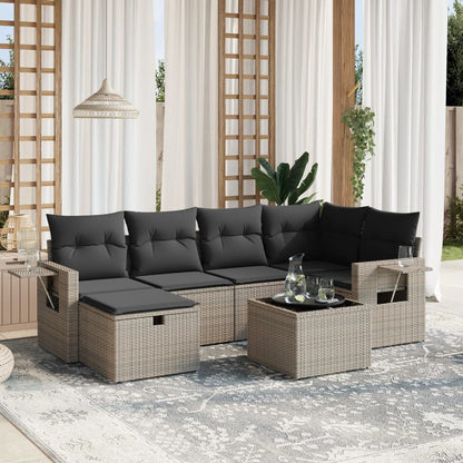 Set De Sofás De Jardín 6 Piezas Y Cojines Ratán Sintético