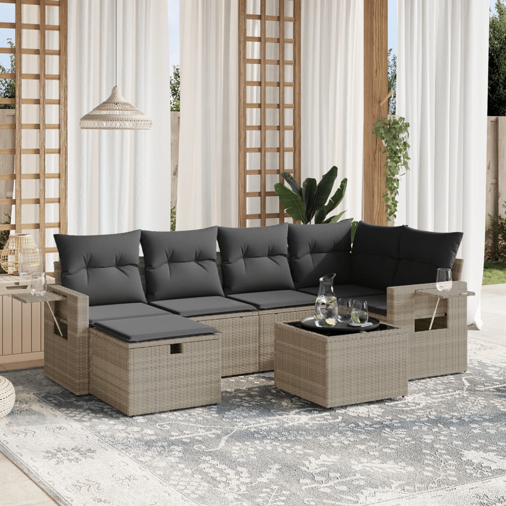 Set De Sofás De Jardín 6 Piezas Y Cojines Ratán Sintético