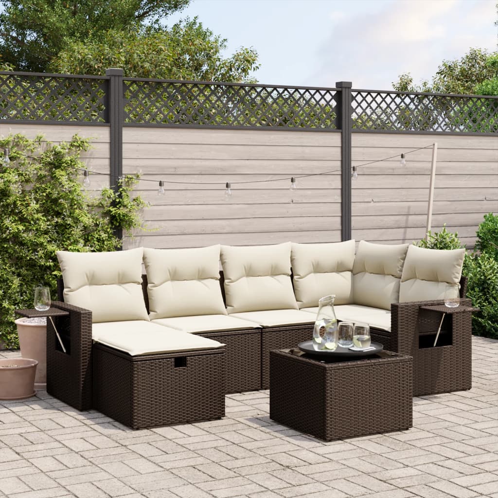 Set De Sofás De Jardín 6 Piezas Y Cojines Ratán Sintético