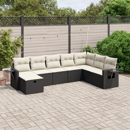 Set De Sofás De Jardín Con Cojines 9 Pzas Ratán Sintético Beige