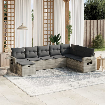 Set De Sofás De Jardín Con Cojines 9 Pzas Ratán Sintético Beige
