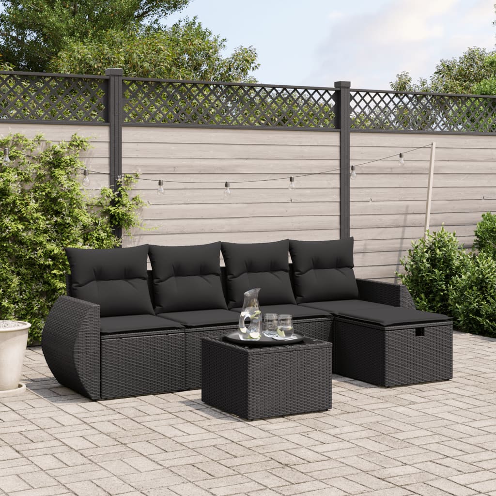 Set De Sofás De Jardín 6 Piezas Y Cojines Ratán Sintético