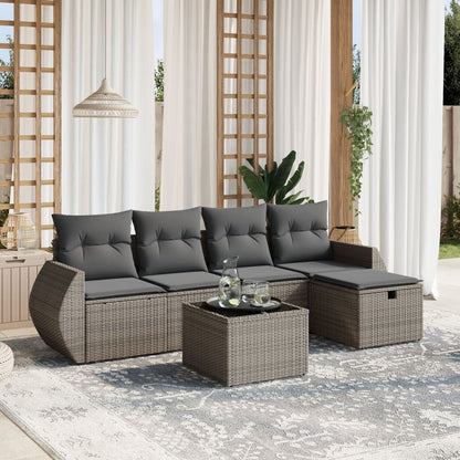 Set De Sofás De Jardín 6 Piezas Y Cojines Ratán Sintético