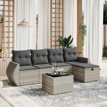 Set De Sofás De Jardín 6 Piezas Y Cojines Ratán Sintético