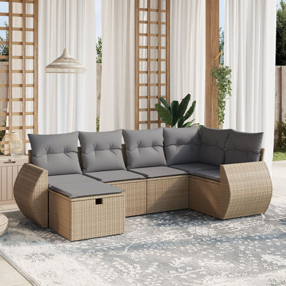 Set De Sofás De Jardín 7 Pzas Con Cojines Ratán Sintético Negro