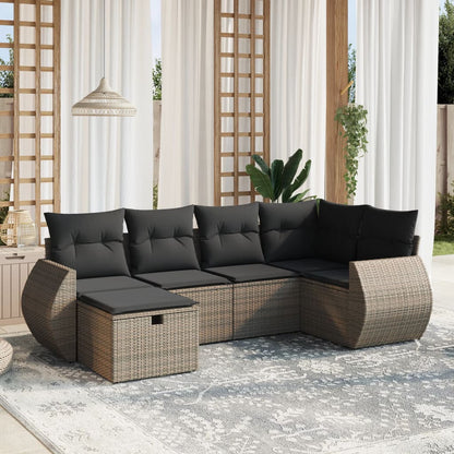 Set De Sofás De Jardín 7 Pzas Con Cojines Ratán Sintético Negro