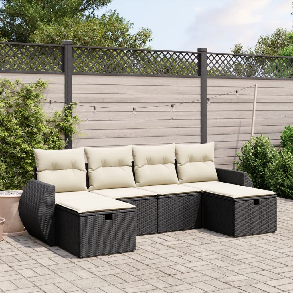 Set De Sofás De Jardín 6 Piezas Y Cojines Ratán Sintético