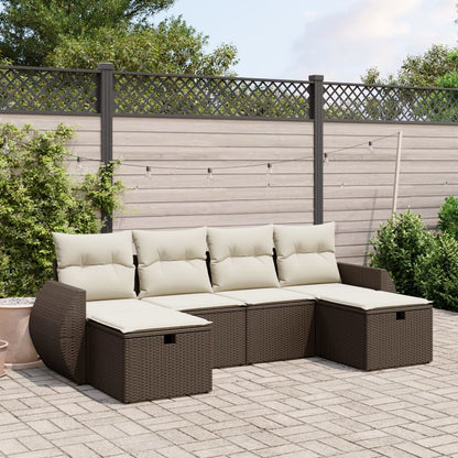 Set De Sofás De Jardín 6 Piezas Y Cojines Ratán Sintético