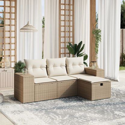 Set De Sofás De Jardín 4 Pzas Y Cojines Ratán Sintético