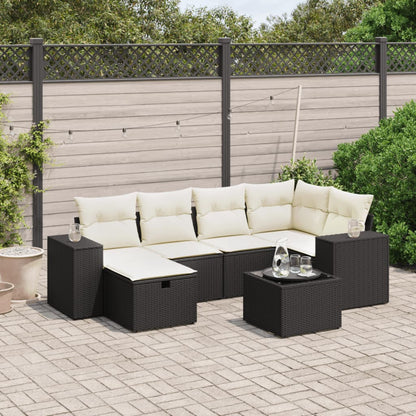 Set De Sofás De Jardín 6 Piezas Y Cojines Ratán Sintético Negro