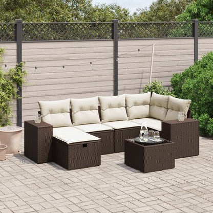 Set De Sofás De Jardín 6 Piezas Y Cojines Ratán Sintético Negro