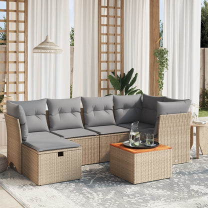 Set De Sofás De Jardín 7 Pzas Con Cojines Ratán Sintético