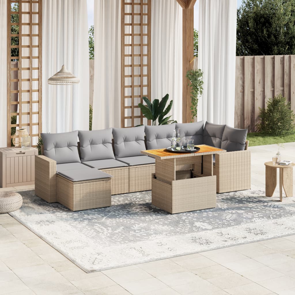 Set De Sofás De Jardín Y Cojines 8 Piezas Ratán Sintético Negro
