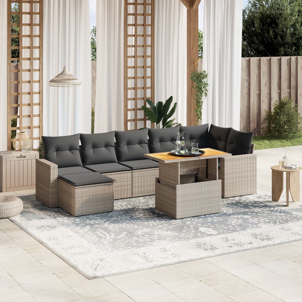 Set De Sofás De Jardín Y Cojines 8 Piezas Ratán Sintético Negro