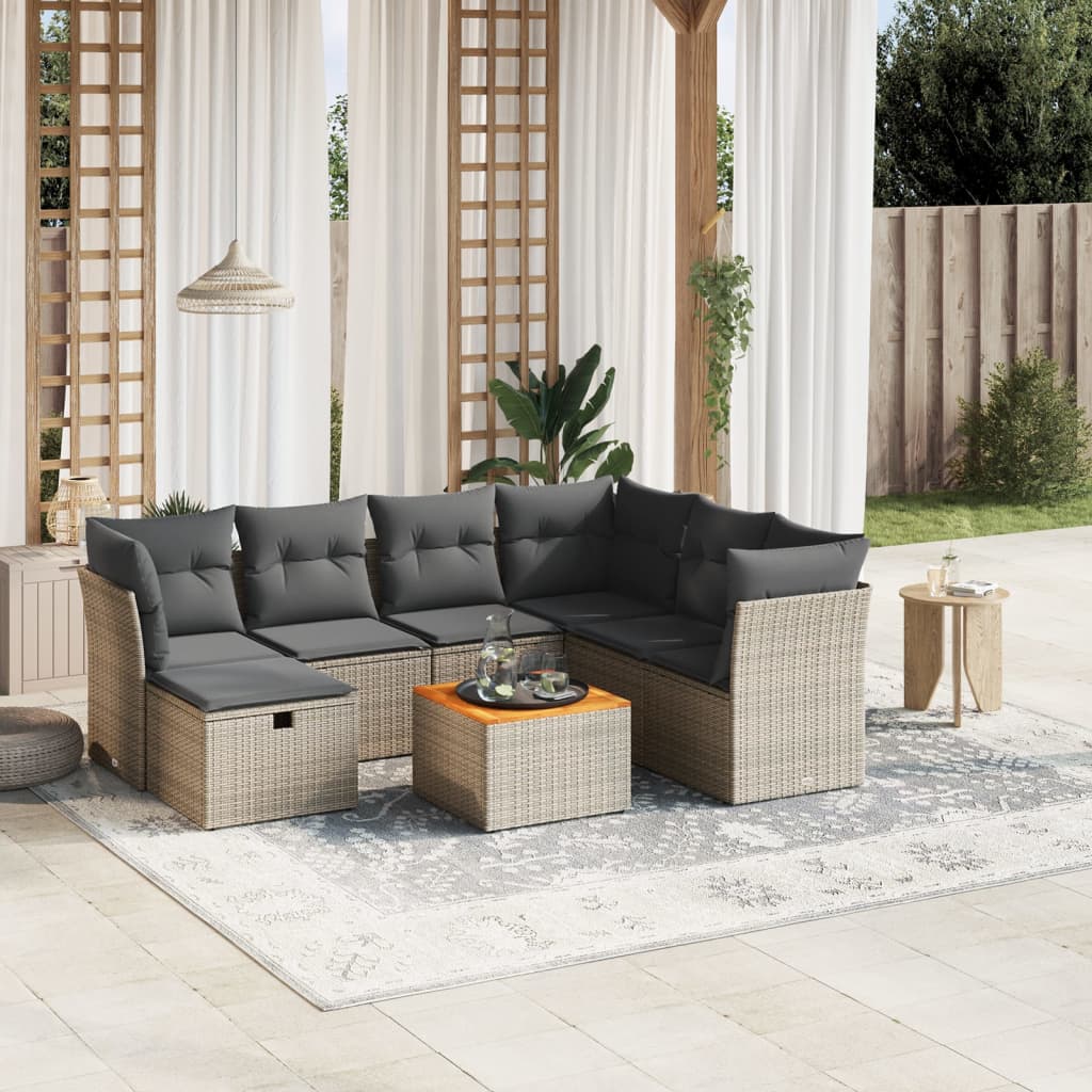 Set De Sofás De Jardín Y Cojines 8 Piezas Ratán Sintético Negro